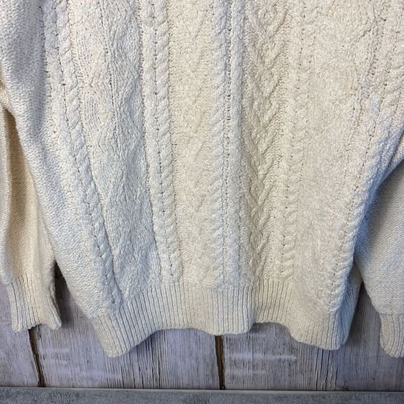 VINTAGE Victoria Dry Goods Sweater Cream Cable Knit Made in USA Size XL 276 - Picture 3 of 8